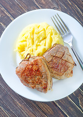 Image showing mashed potato and fried meat