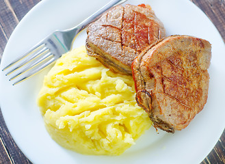 Image showing mashed potato and fried meat