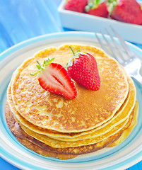 Image showing pancakes with strawberry