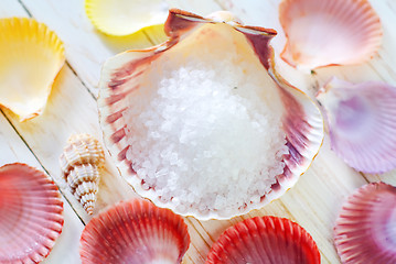 Image showing sea salt and shells