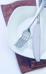 Image showing fork and knife on plate