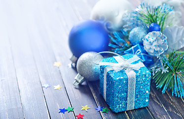 Image showing christmas decoration on wooden background