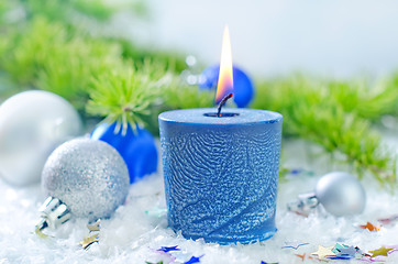 Image showing candle and christmas decoration