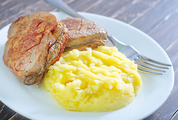 Image showing mashed potato and fried meat