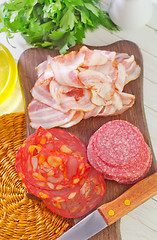 Image showing salami and bacon