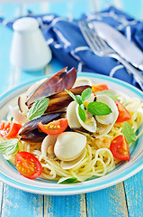 Image showing pasta with seafood