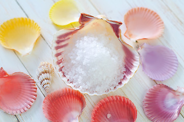 Image showing sea salt and shells