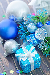 Image showing christmas decoration on wooden background