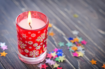 Image showing candle and christmas decoration