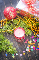 Image showing candle and christmas decoration