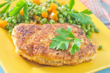 Image showing chicken breast and green peas