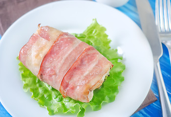 Image showing chicken roll with bacon