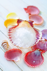Image showing sea salt and shells