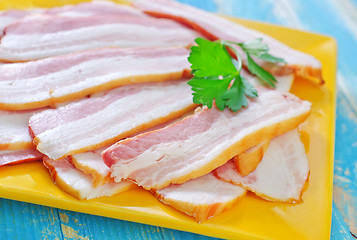 Image showing smoked bacon on plate