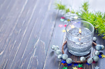 Image showing candle and christmas decoration