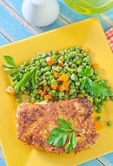 Image showing chicken breast and green peas