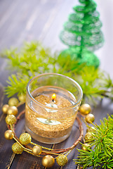 Image showing candle and christmas decoration