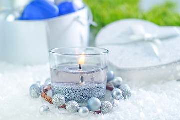 Image showing candle and christmas decoration