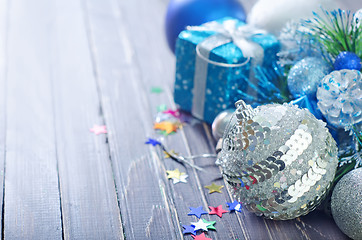 Image showing christmas decoration on wooden background