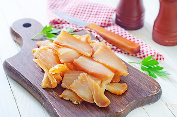 Image showing smoked fish on board