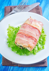 Image showing chicken roll with bacon