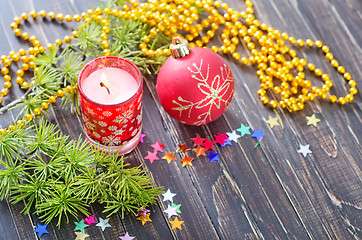 Image showing candle and christmas decoration