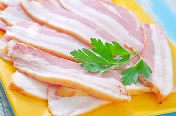 Image showing smoked bacon on plate