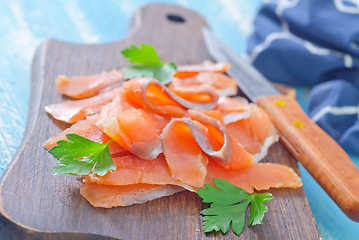 Image showing salmon on board