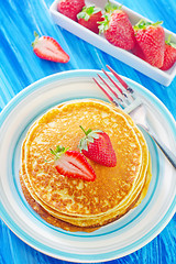 Image showing pancakes with strawberry