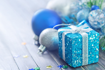 Image showing christmas decoration on wooden background