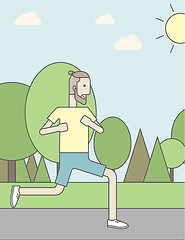 Image showing Caucasian hipster man jogging in the park