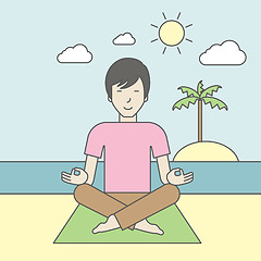 Image showing Asian man meditating