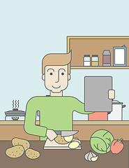 Image showing Man cooking food.