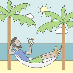 Image showing Man chilling in hammock.