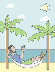 Image showing Man chilling in hammock.