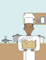 Image showing Cook with chicken