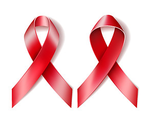 Image showing AIDS awareness red ribbon on white background.