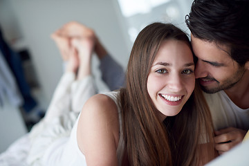 Image showing couple relax and have fun in bed