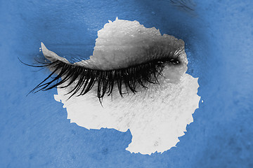 Image showing Women eye, close-up, tear