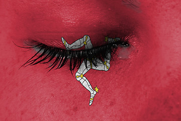 Image showing Women eye, close-up, tear
