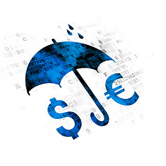 Image showing Privacy concept: Money And Umbrella on Digital background