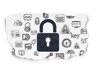 Image showing Safety concept: Closed Padlock on Torn Paper background