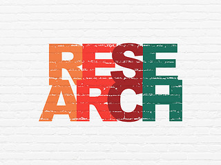 Image showing Advertising concept: Research on wall background