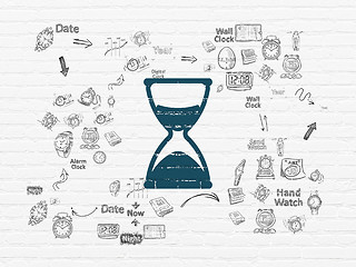 Image showing Time concept: Hourglass on wall background