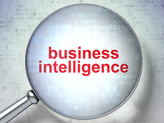 Image showing Business concept: Business Intelligence with optical glass