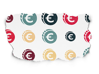 Image showing Banking concept: Euro Coin icons on Torn Paper background