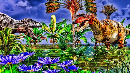 Image showing Tropical dinosaur park