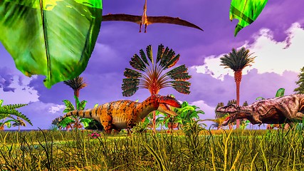 Image showing Tropical dinosaur park