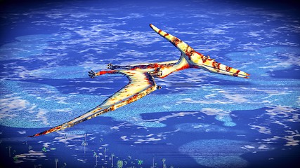 Image showing Huge pterodactyl over land