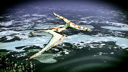 Image showing Huge pterodactyl over land